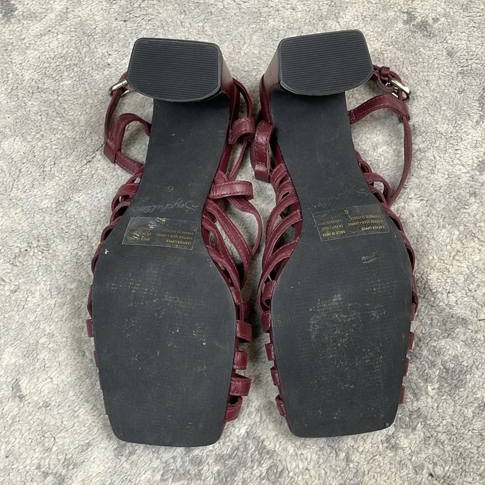Seychelles Charter Leather Cross Cross Strappy Cage Sandals Chunky Heel Sz 6
